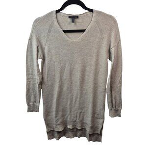 Eileen Fisher Sweater Womens XS Beige Pullover V Neck Top Wool Minimalist Casual